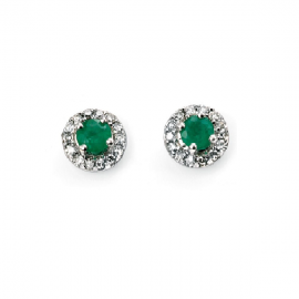 WHITE GOLD EMERALD AND DIAMOND EARRINGS
